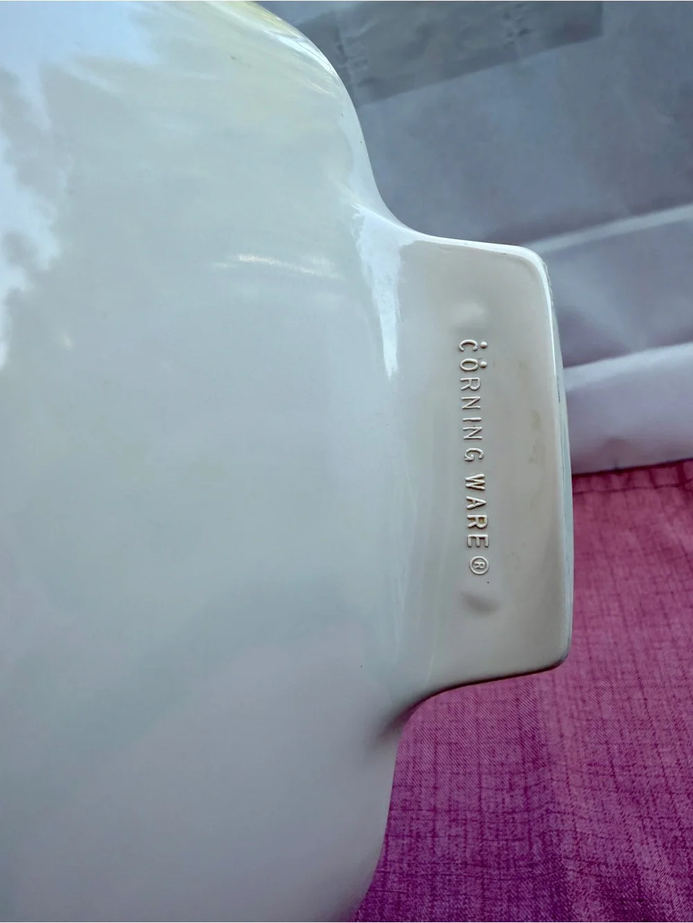 Corningware White Ceramic Casserole Dish with Pink Heart Motif